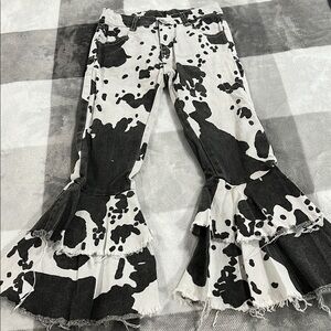Cow Print Flared Pants